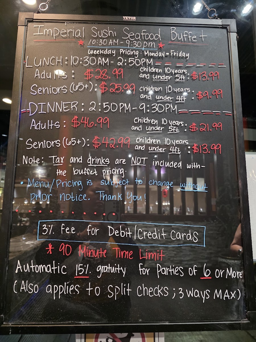 Imperial Sushi Seafood Buffet Menu - Image 1