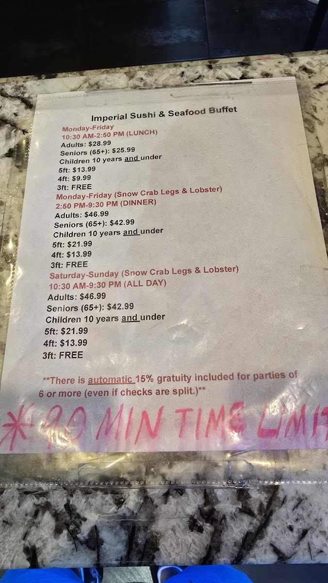 Imperial Sushi Seafood Buffet Menu - Image 6
